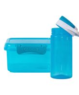 Munch on the go Square Lunch Box (1.15L) & Hydrate+ Bottle (500ml) Set Ocean Blue